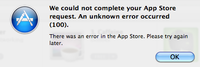 Mac App Store Error 100