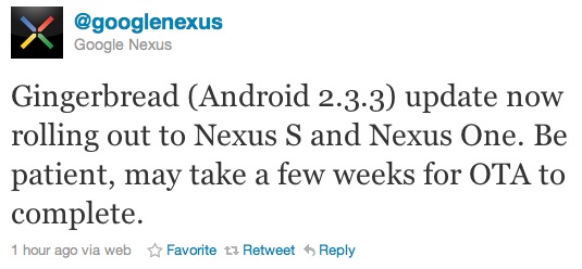 Nexus One Official Gingerbread OTA Update