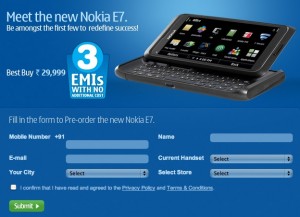 Nokia E7 Pre-order for 29,999