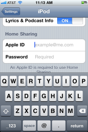 IOS home sharing settings