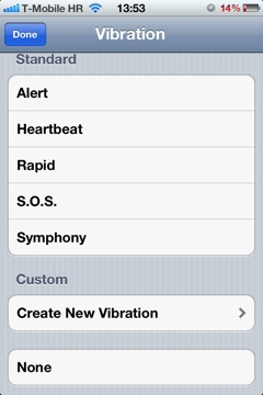 IOS 5 Contacts create custom vibration