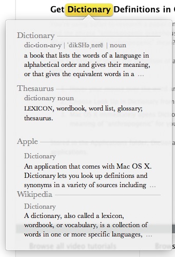 Mac OS X Lion Dictionary