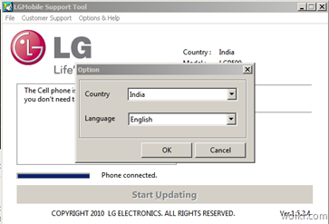 LG Mobile Support Tool - Country and Language
